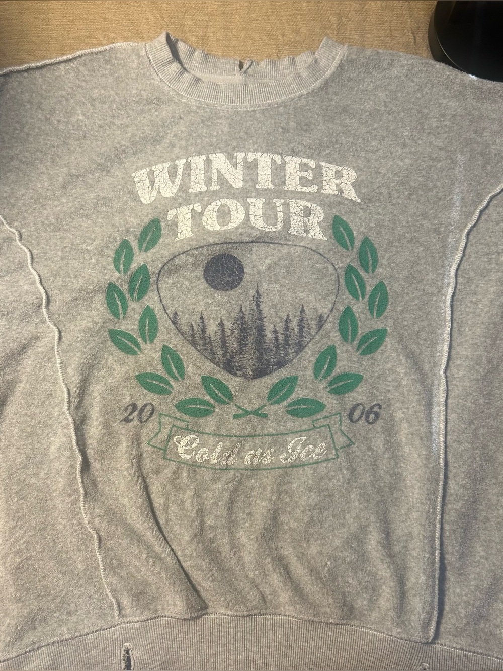 Gray 'Winter Tour' Graphic Sweatshirt - Green Accent - Picture 2 of 4